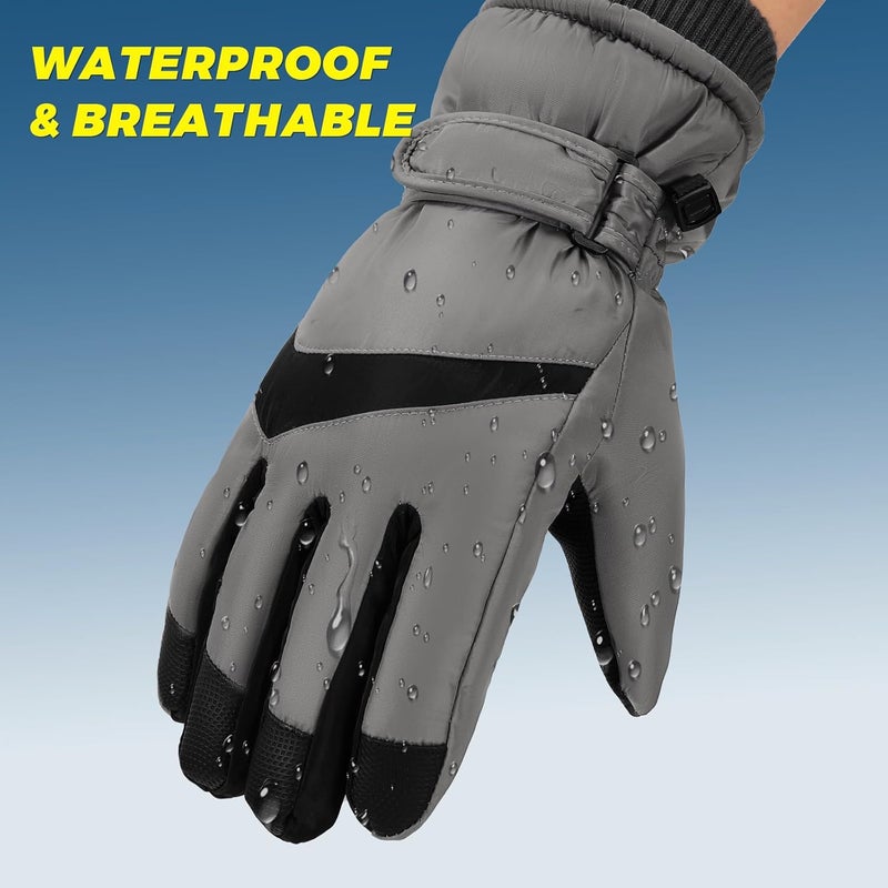 Pleneal Winter Ski Gloves Women Men, Windproof Waterproof Gloves with Warm Touchscreen Thermal Lining Anti-Slip for Work Cycling Motorcycle Snowboarding - Image 4